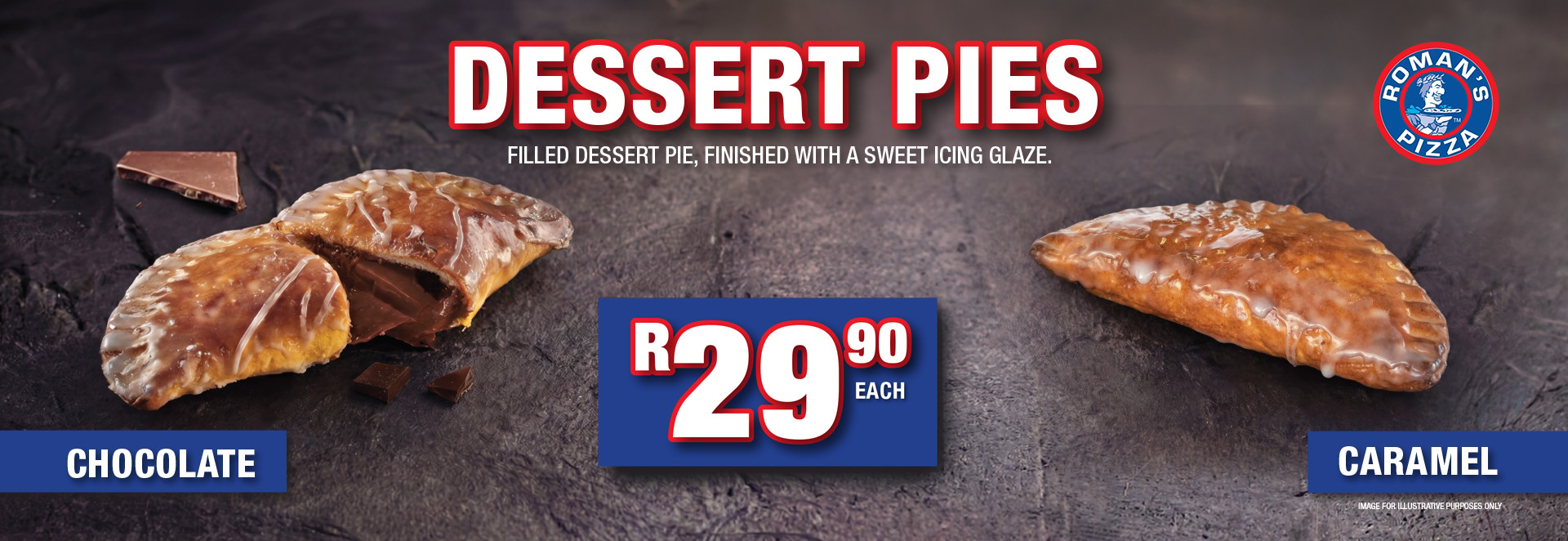 Treat yourself to something sweet 😍 Our Dessert Pies are filled with indulgent flavour and finished with a delicious icing glaze. Choose Chocolate or Caramel for only R29.90 each! 🍫✨